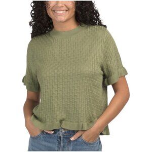 MAX STUDIO LONDON Short Sleeve Ruffle Hem Sweater